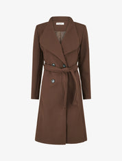 Manteau long cintré à boutons - Marron - 1