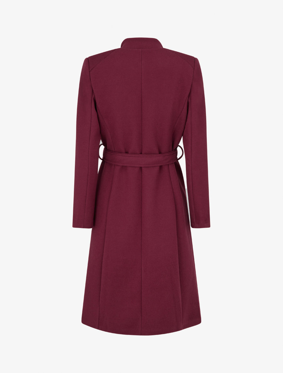 Getailleerde lange jas met knopen - Bordeaux