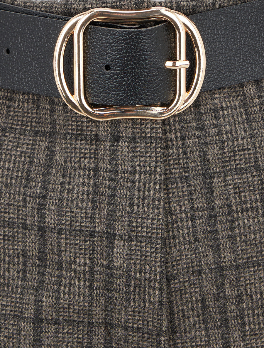 Short à revers imprimé tartan - Noir - 3