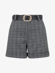 Short à revers imprimé tartan - Gris - 1