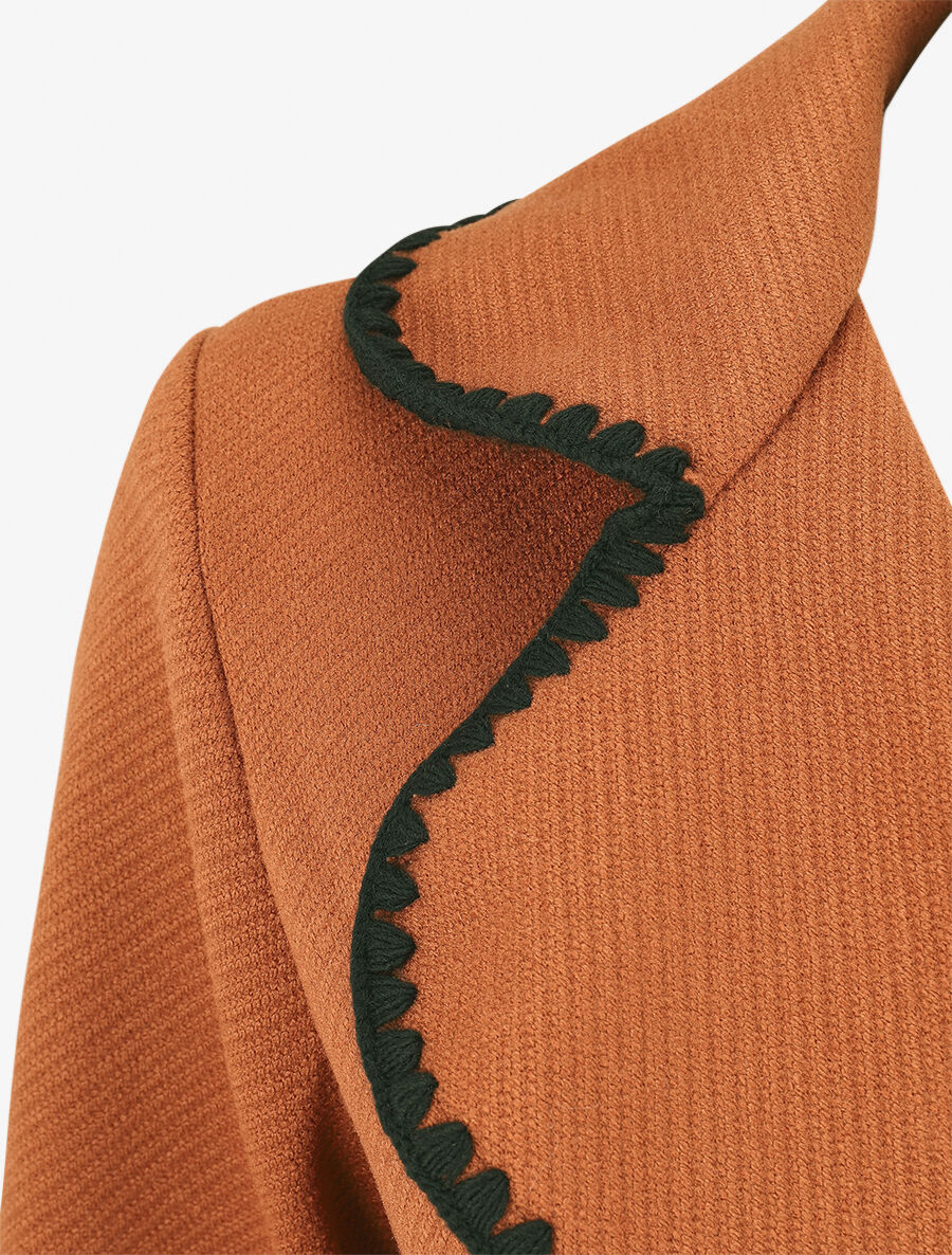 Gilet long à manches longues et détail brodé - Rouille - 3