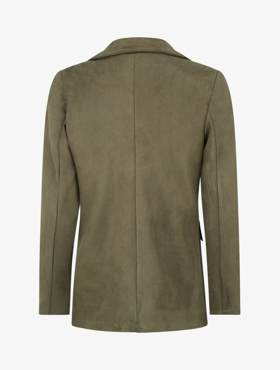 Blazer boutonné en suédine - Kaki - 2