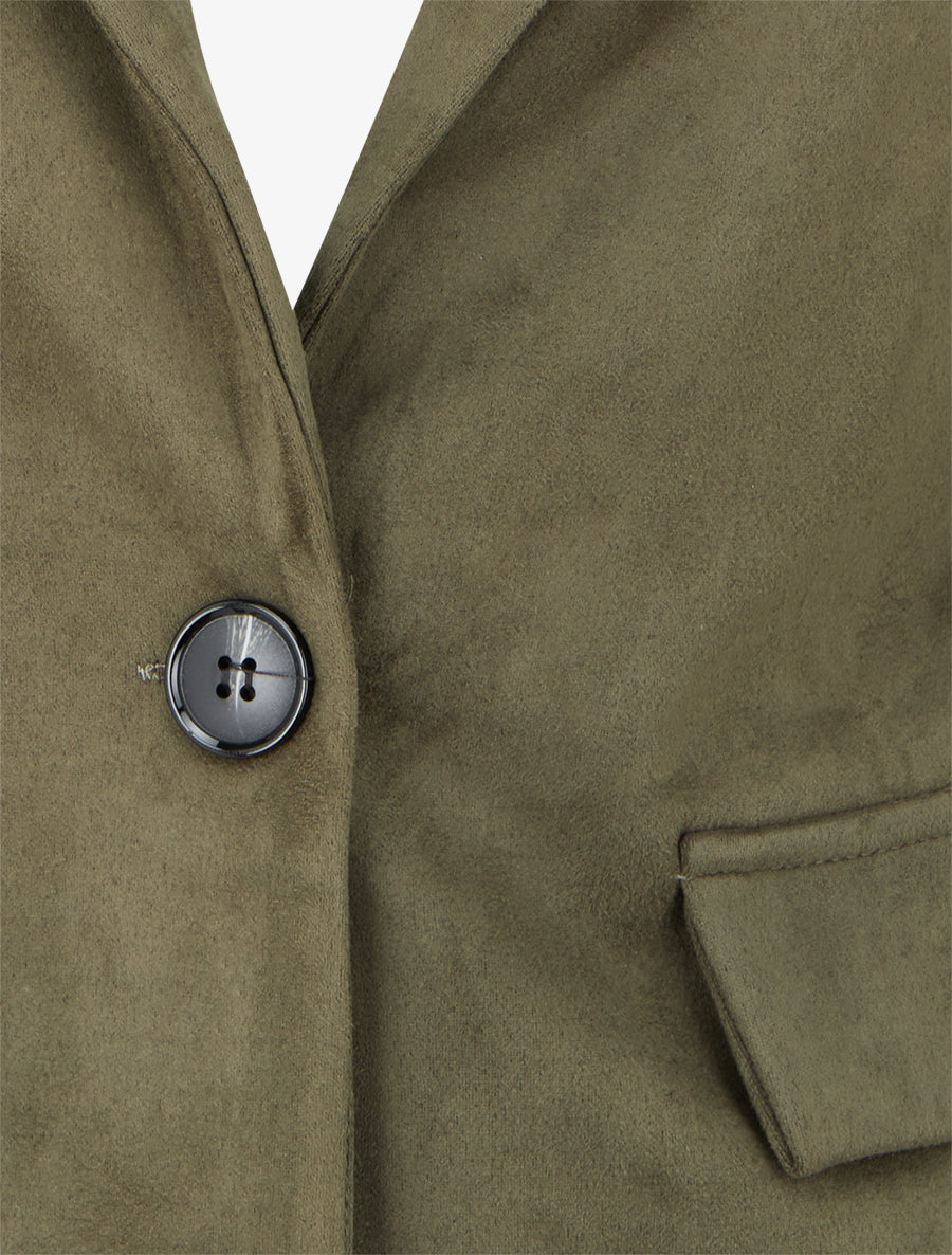 Blazer boutonné en suédine - Kaki - 3