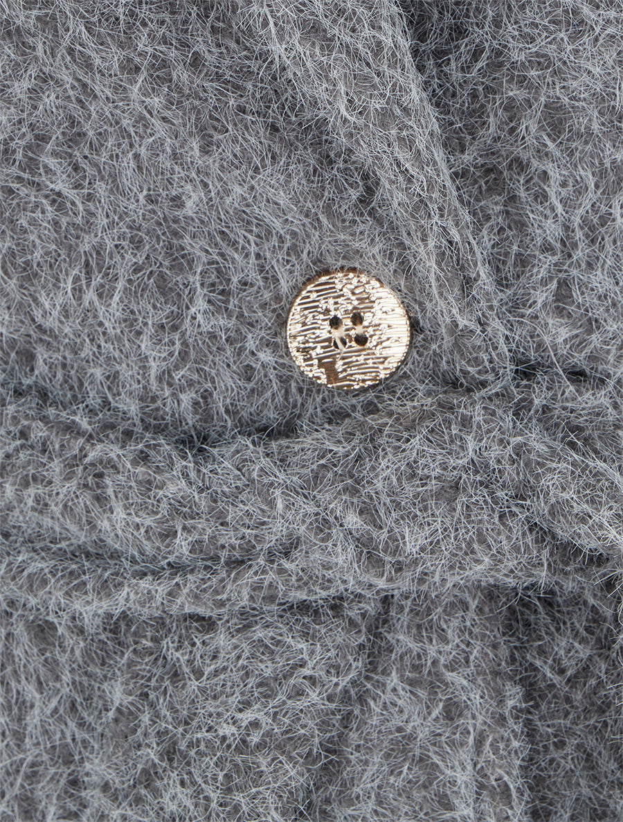 Manteau duveteux à fermeture boutonnée - Gris - 3