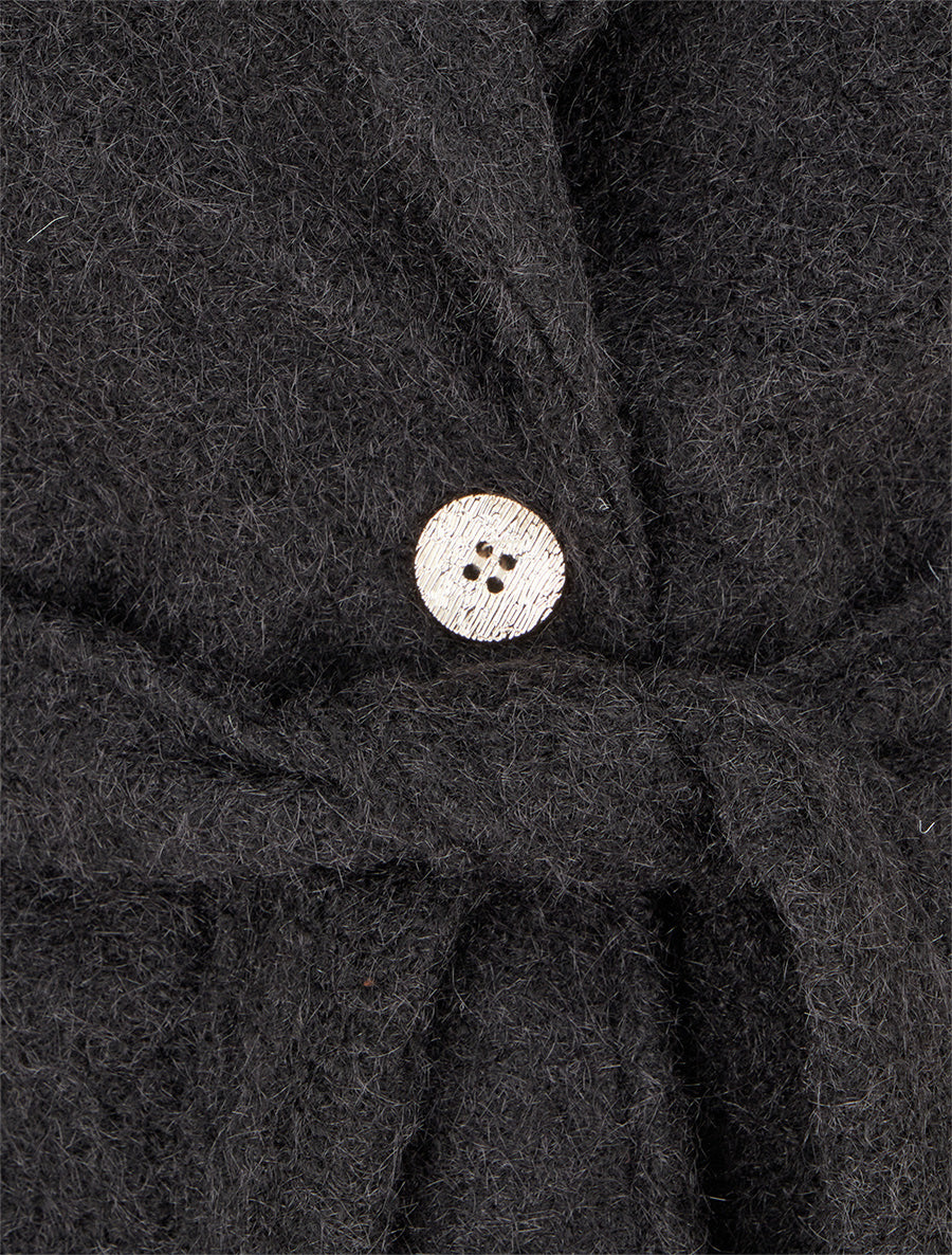 Manteau duveteux à fermeture boutonnée - Noir - 3