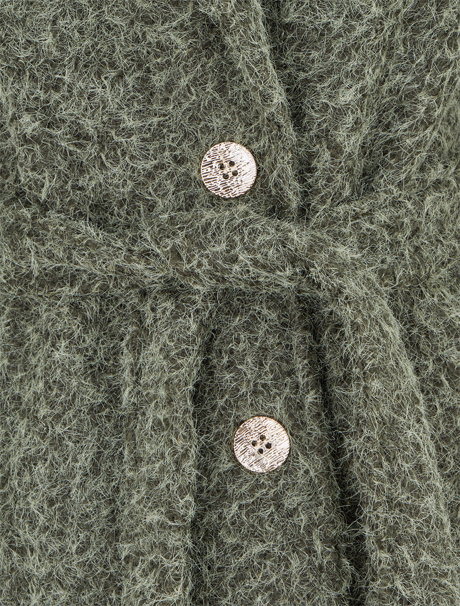 Manteau duveteux à fermeture boutonnée - Kaki - 3