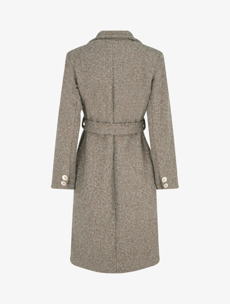 Manteau duveteux à fermeture boutonnée - Camel - 2