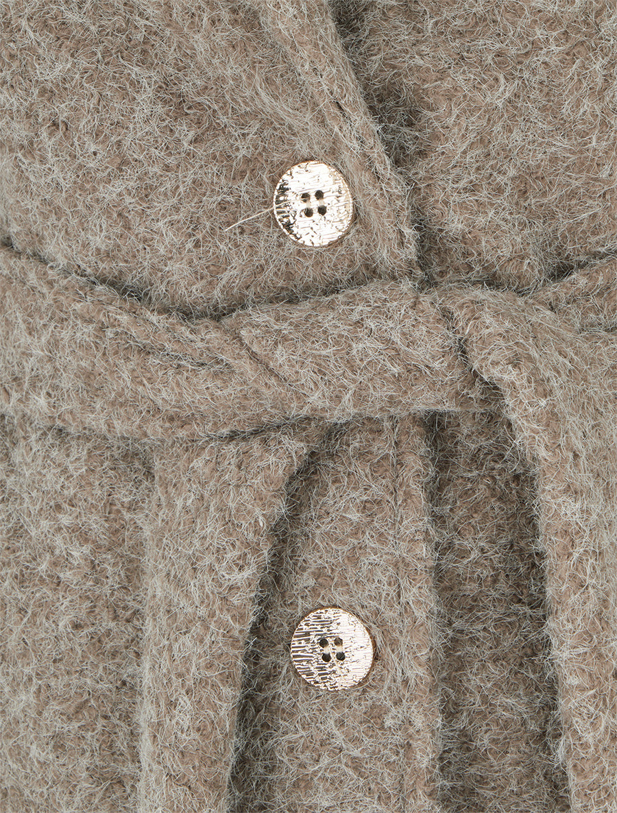 Manteau duveteux à fermeture boutonnée - Camel - 3