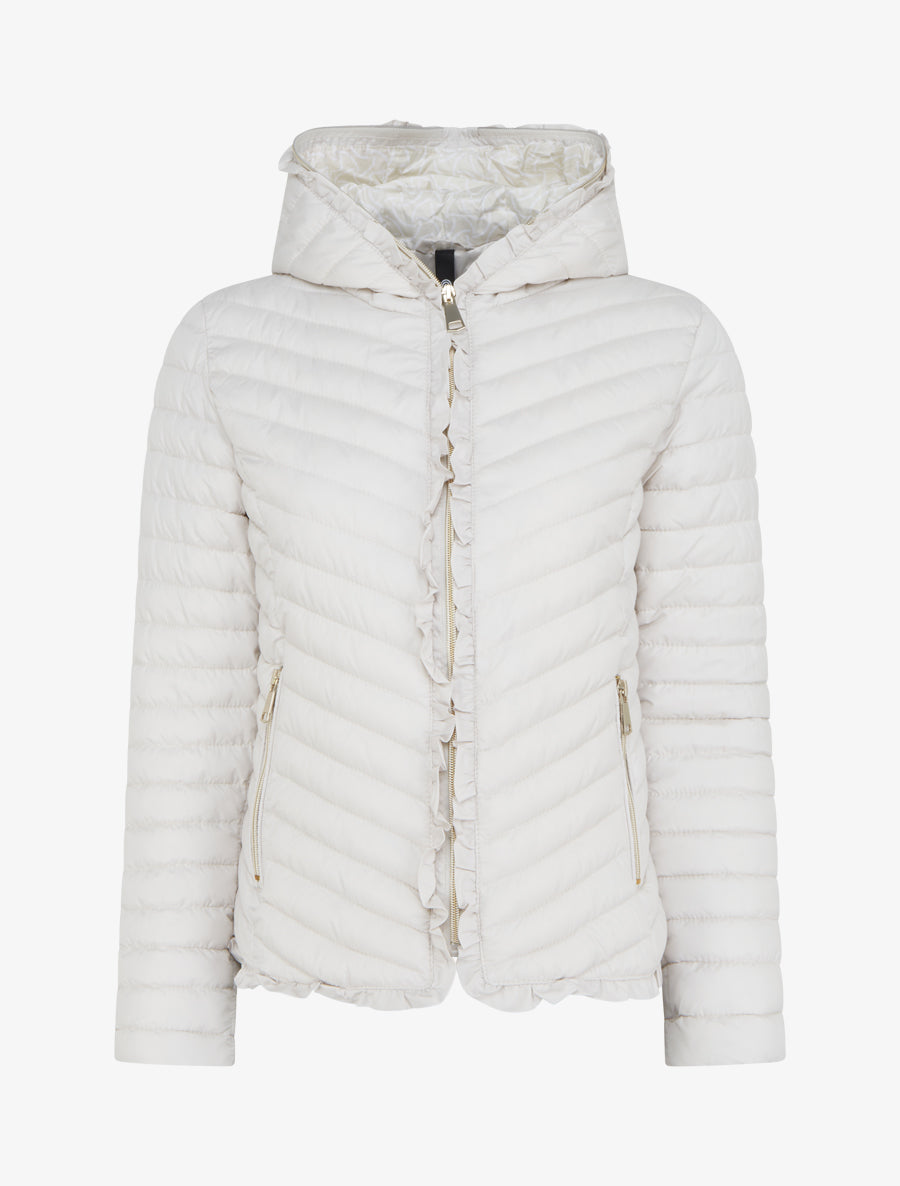 Doudoune matelassée à capuche zippée - Blanc cassé - 1