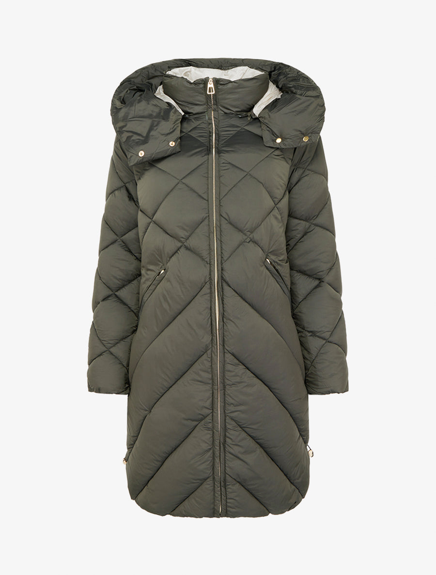 Doudoune matelassée à capuche - Kaki - 1