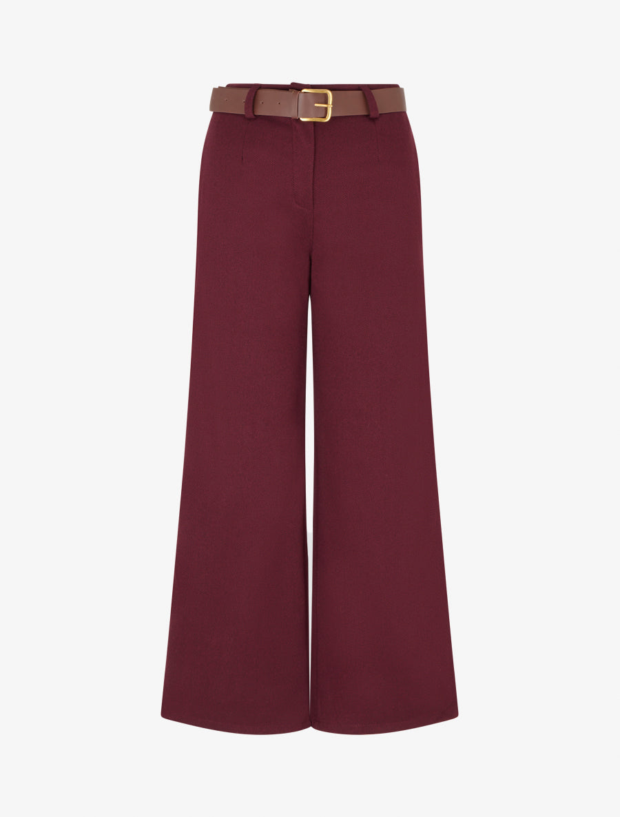 Chevron bedrukte wijde broek - Bordeaux