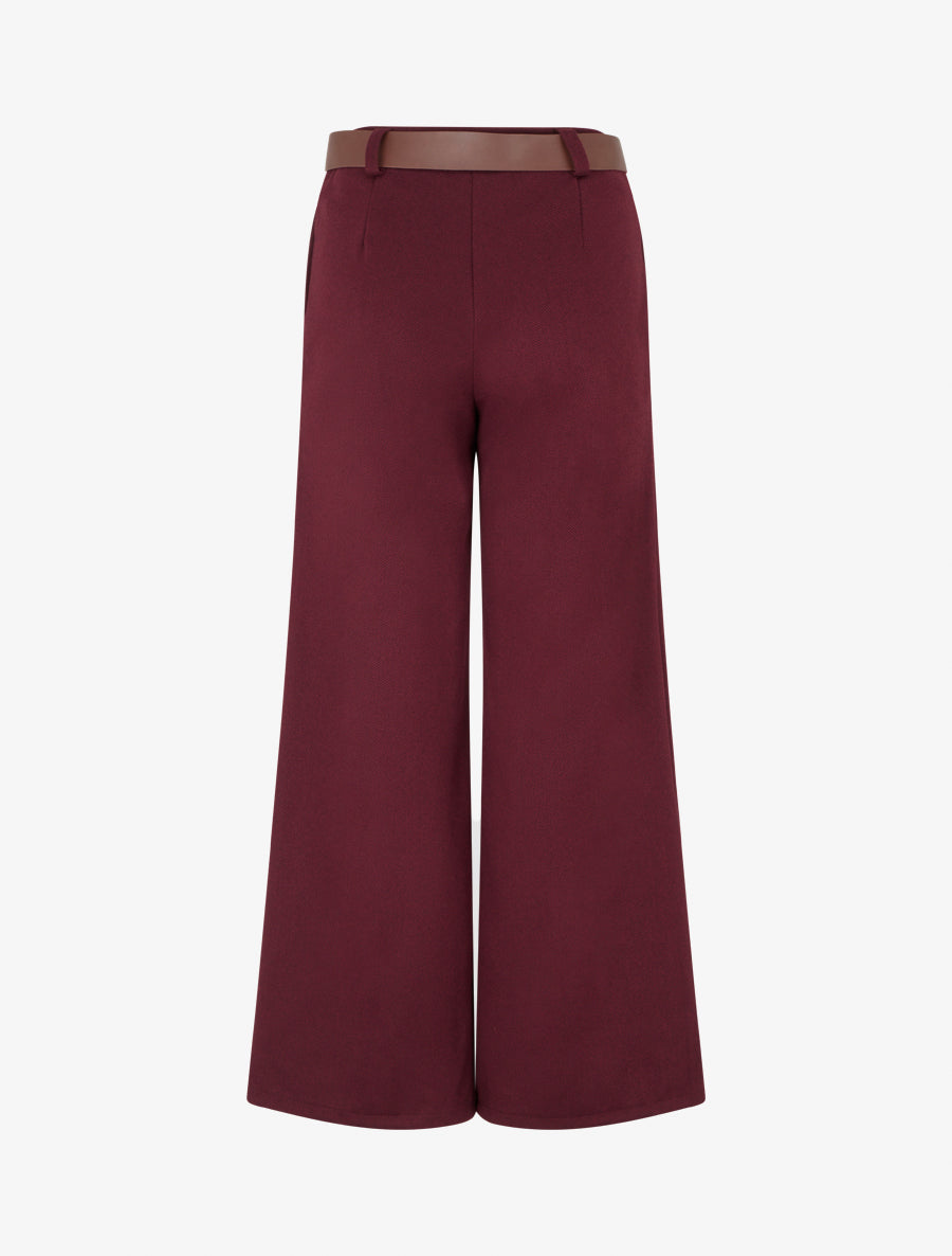 Chevron bedrukte wijde broek - Bordeaux