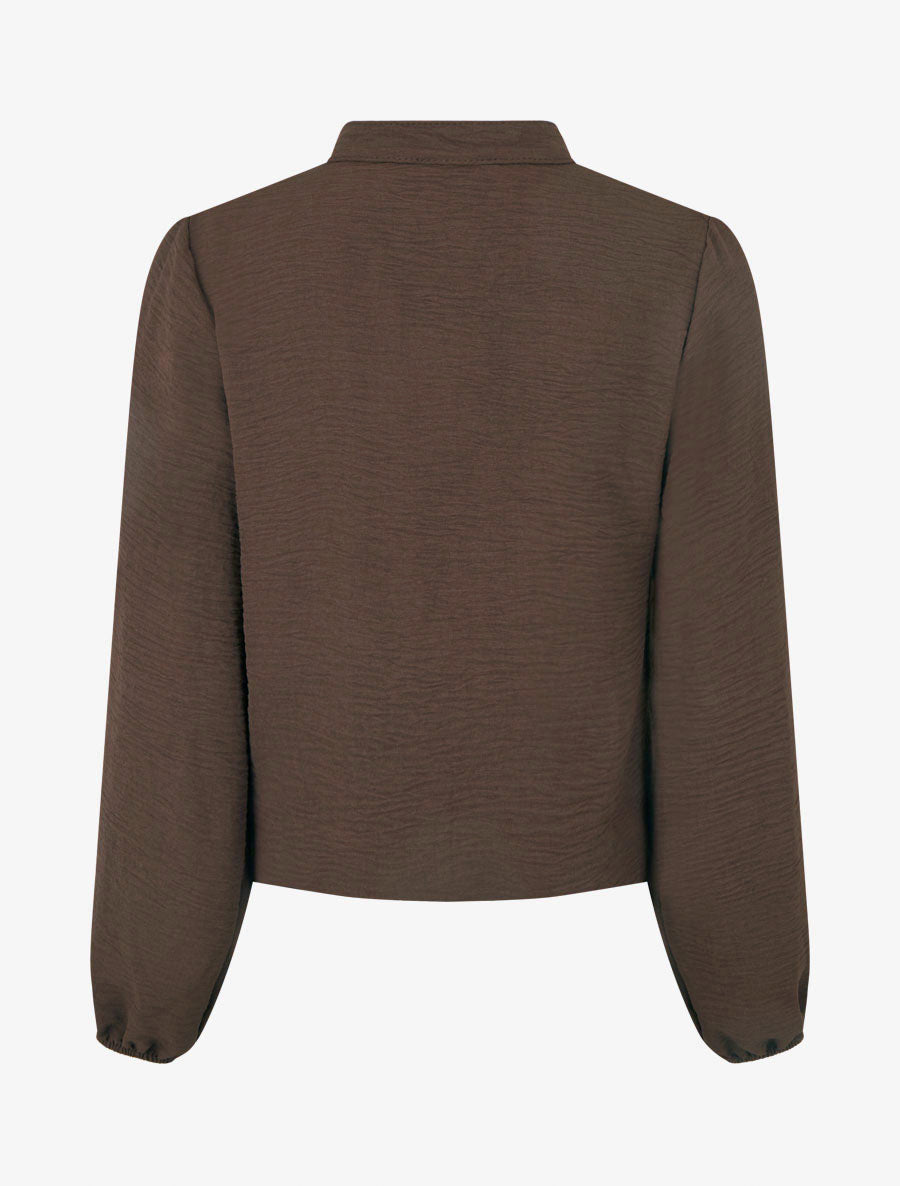 Luchtige blouse met bolvormige snit en haakdetails - Bruin
