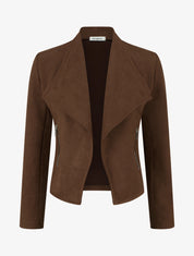 Suède jasje met decoratieve ritszakken - Bruin
