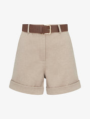 Short à revers ceinturé - Beige - 1
