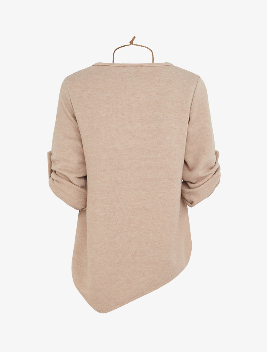 Pull droit à bords asymétriques - Taupe - 2