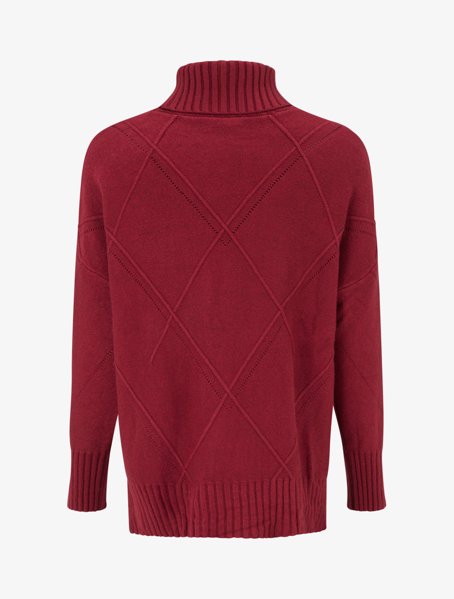 Pull uni à motif texturé géométrique - Bordeaux - 2