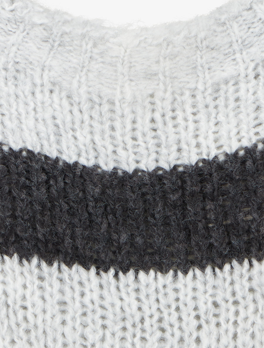 Pull rayé à col rond - Gris - 3