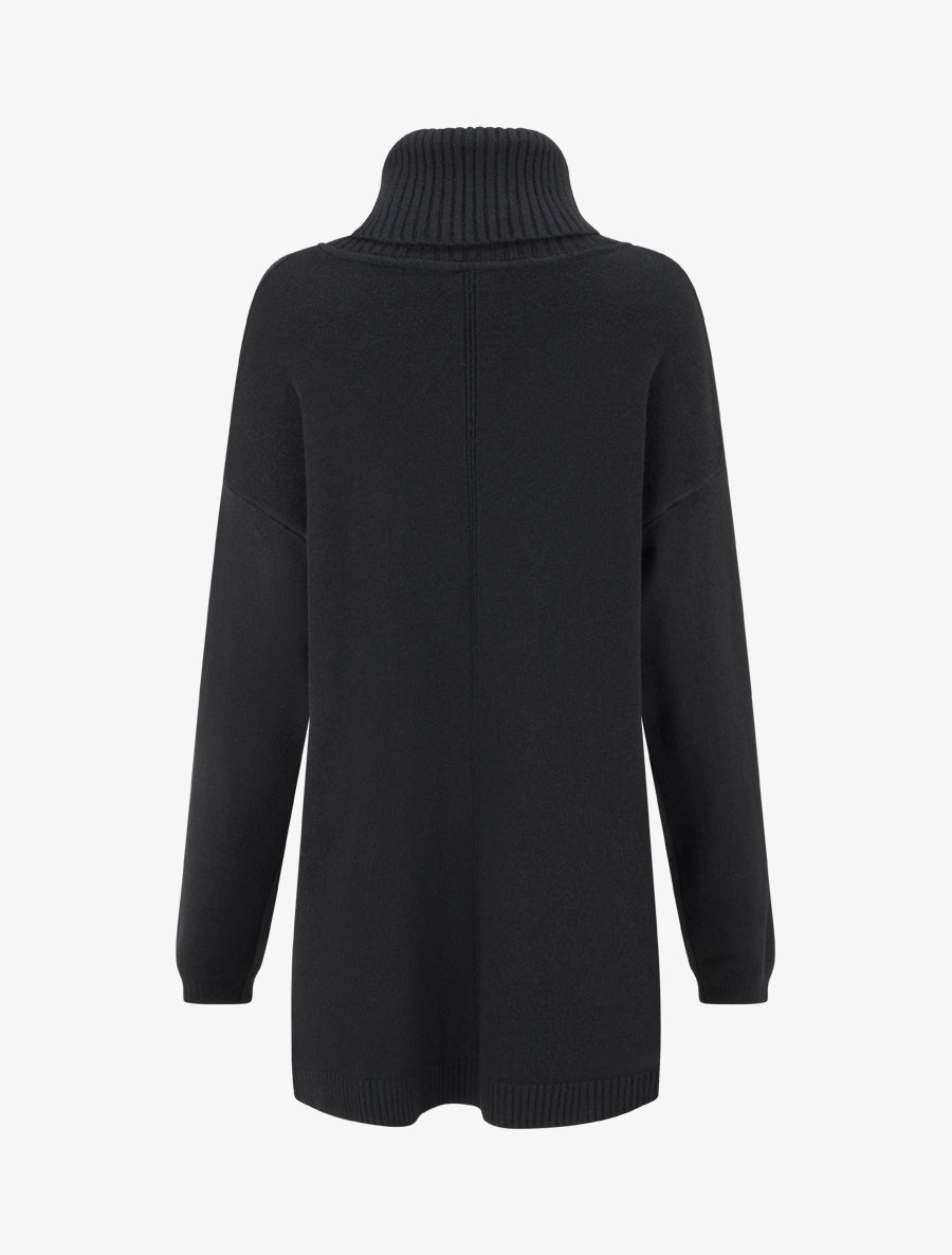 Pull long uni à poches - Noir - 2