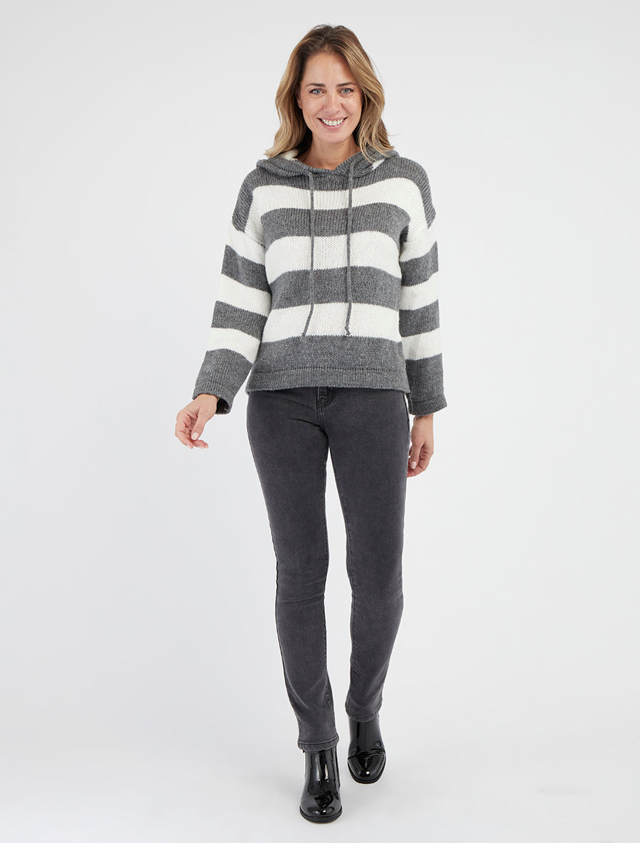 Gestreepte hoodie - Grijs