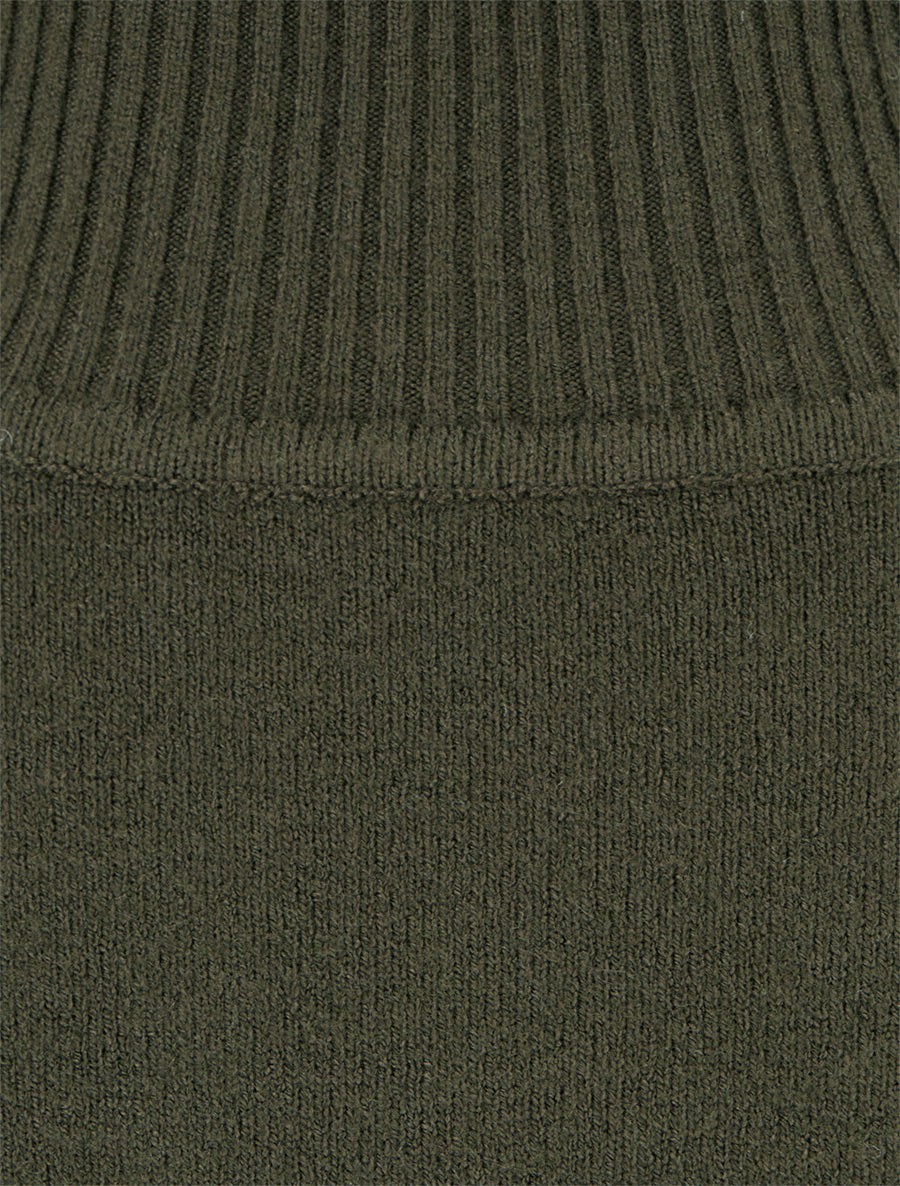 Pull ajusté à col montant et boutons - Kaki - 3