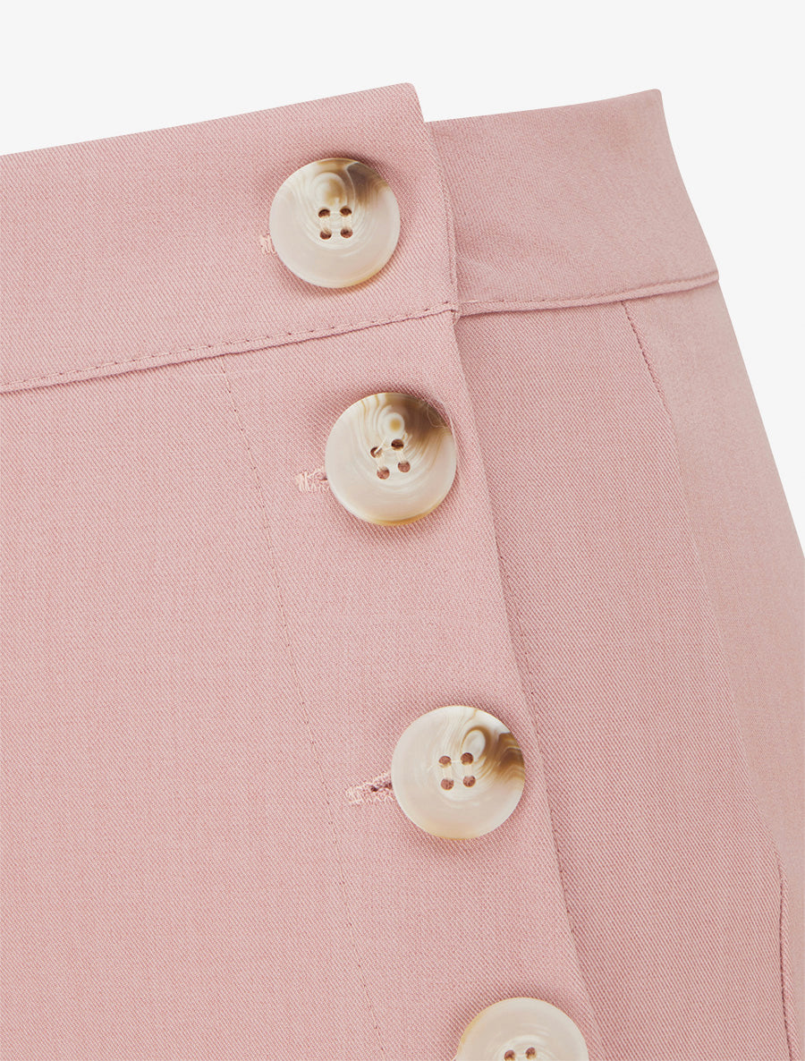 Pantalon droit à fermeture boutonnée sur les côtés - Rose - 3