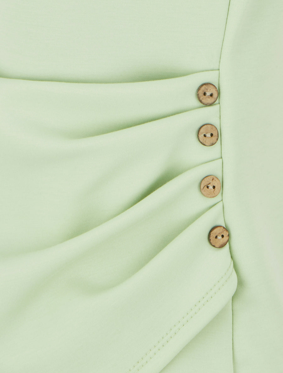 Top sans manches effet drapé et boutons - Vert amande - 3