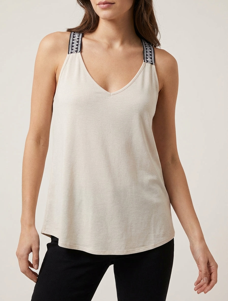 Rechte tanktop met racerback - Lichtbeige