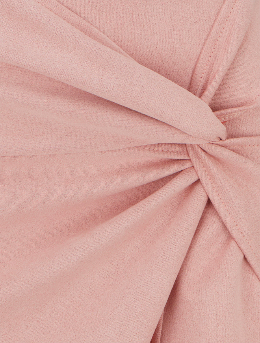 Rechte rok in suèdine met gedraaid effect - Roos