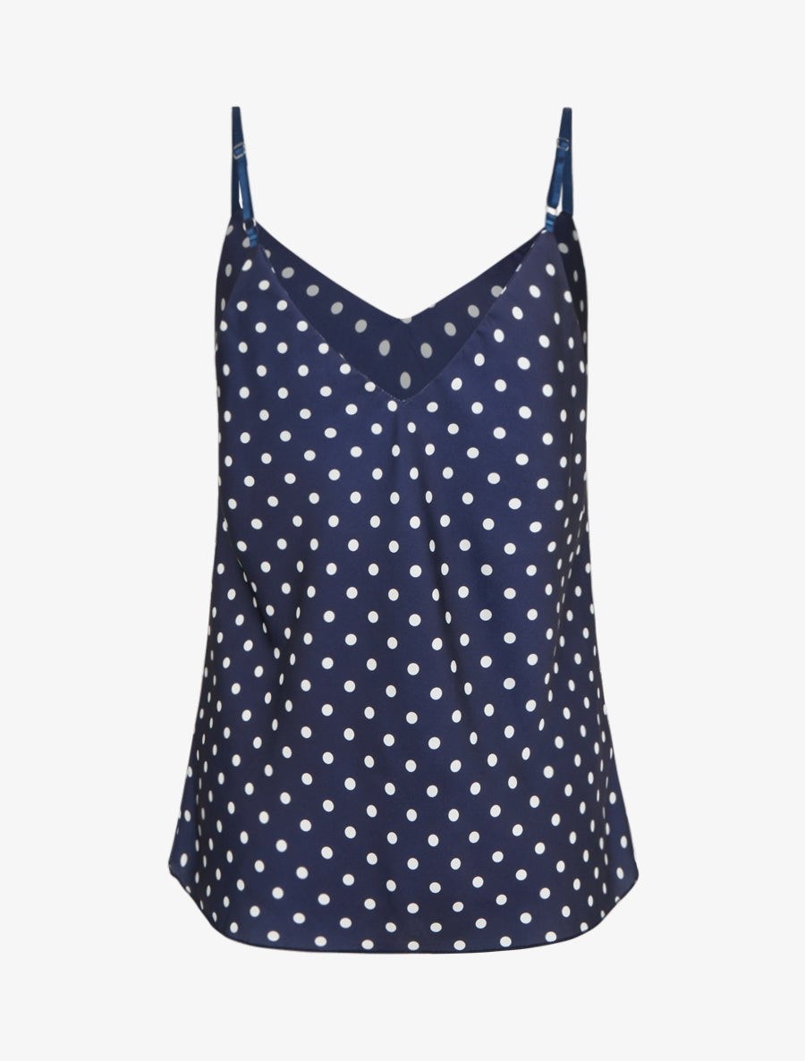 Caraco satiné imprimé à pois - Marine - 2