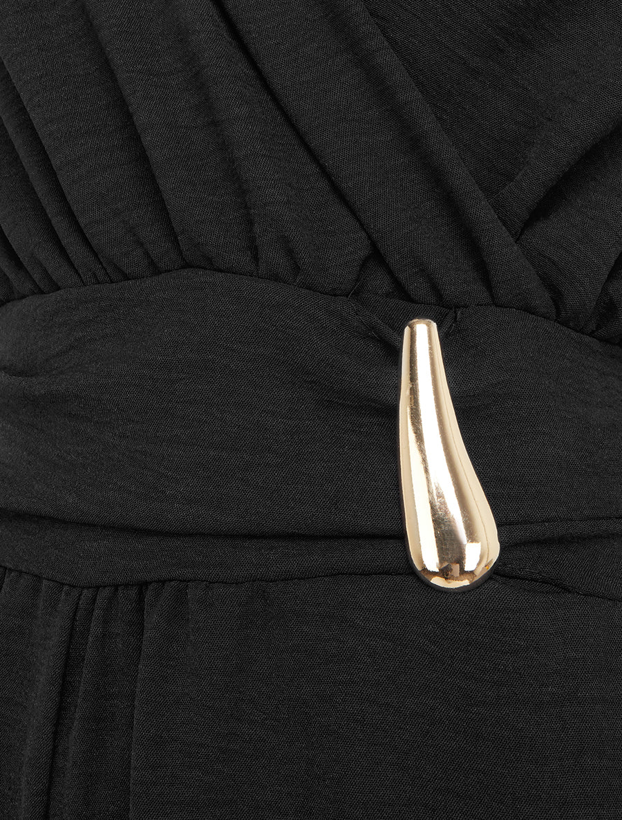 Combinaison ample à col cache-coeur effet drapé - Noir - 3