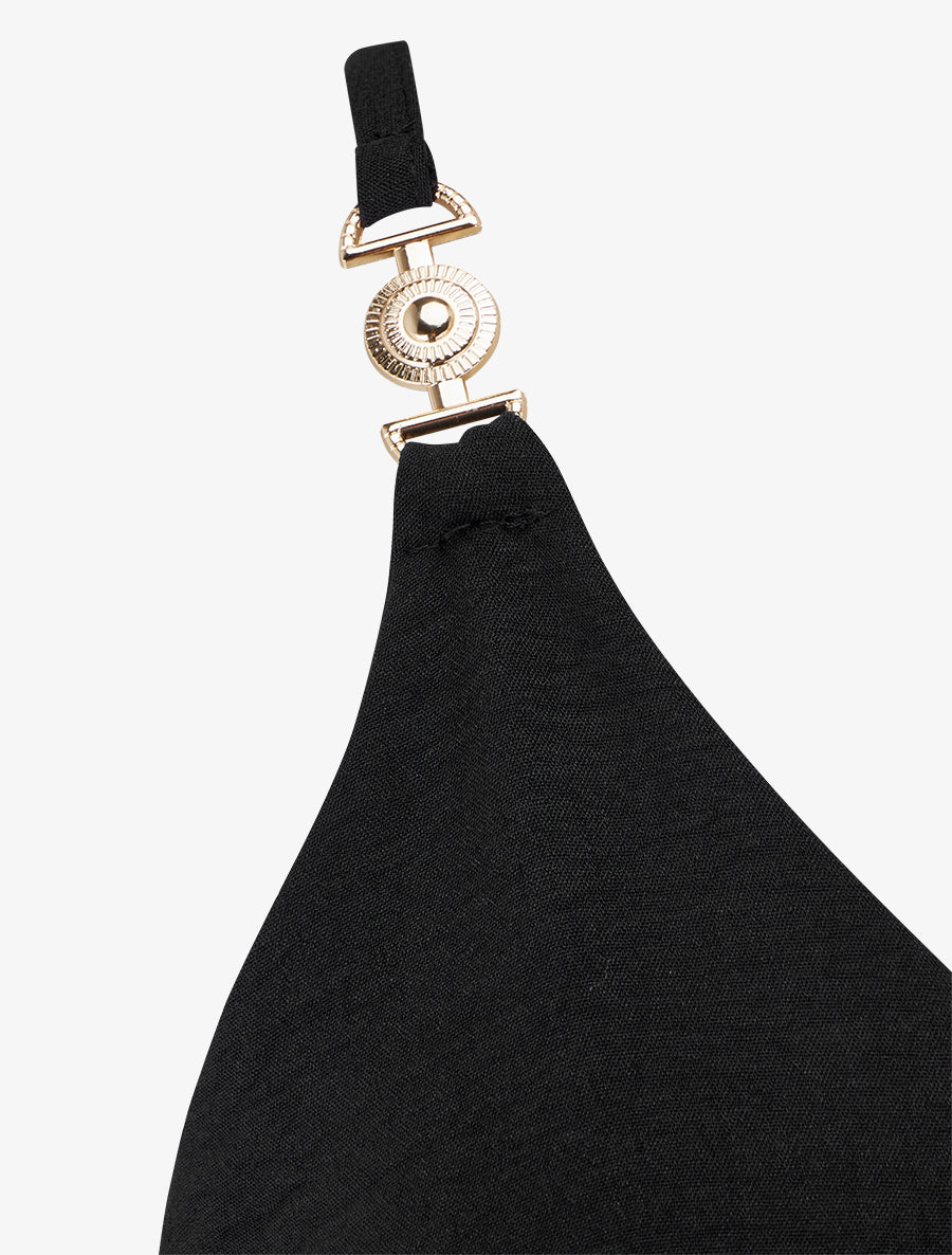 Robe évasée à bretelles bijoux - Noir - 3