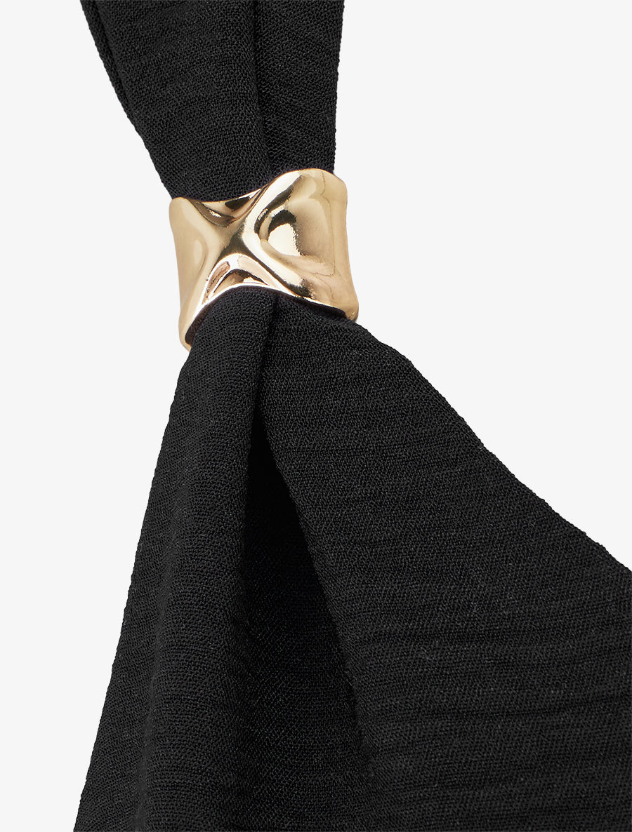 Robe longue à pans à nouer - Noir - 3