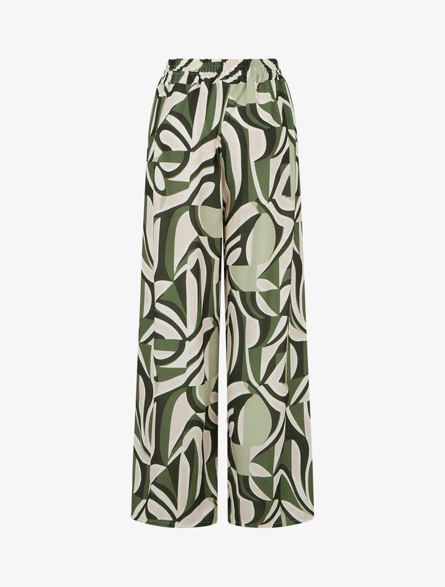 Pantalon ample imprimé graphique - Kaki - 2