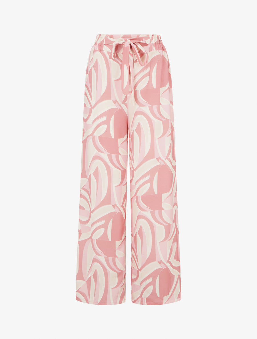 Pantalon ample imprimé graphique - Rose - 1