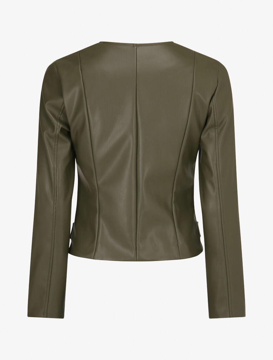 Veste moulante en simili - Kaki - 2