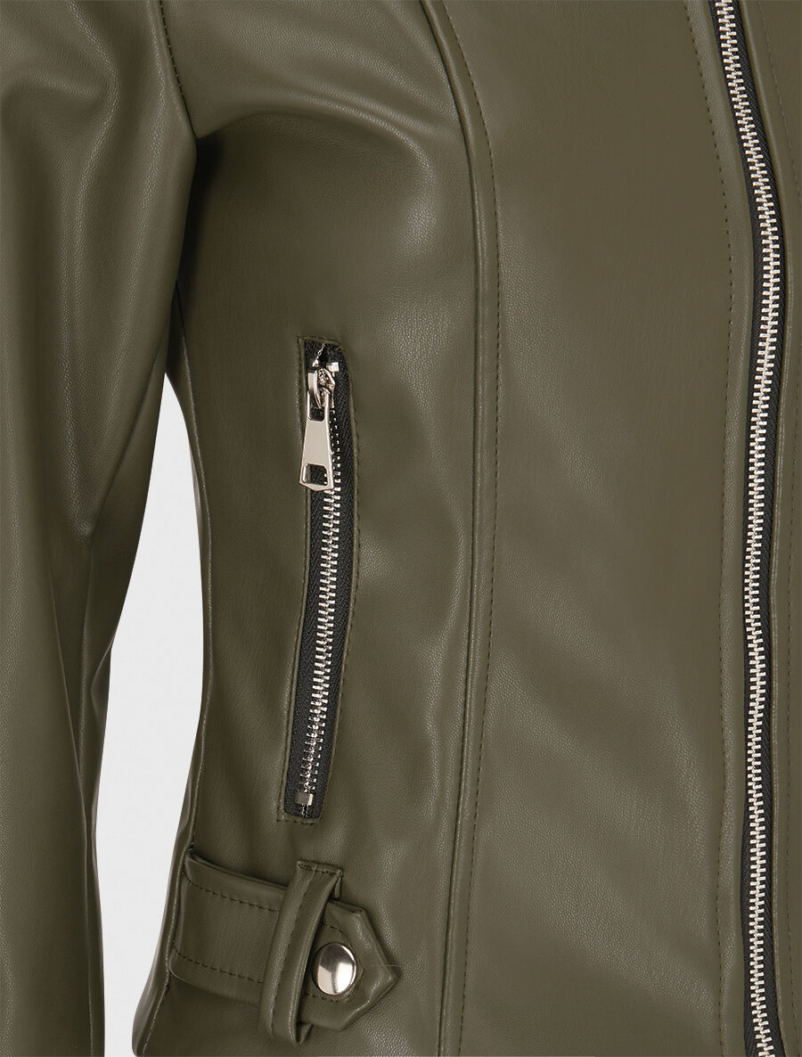 Veste moulante en simili - Kaki - 3