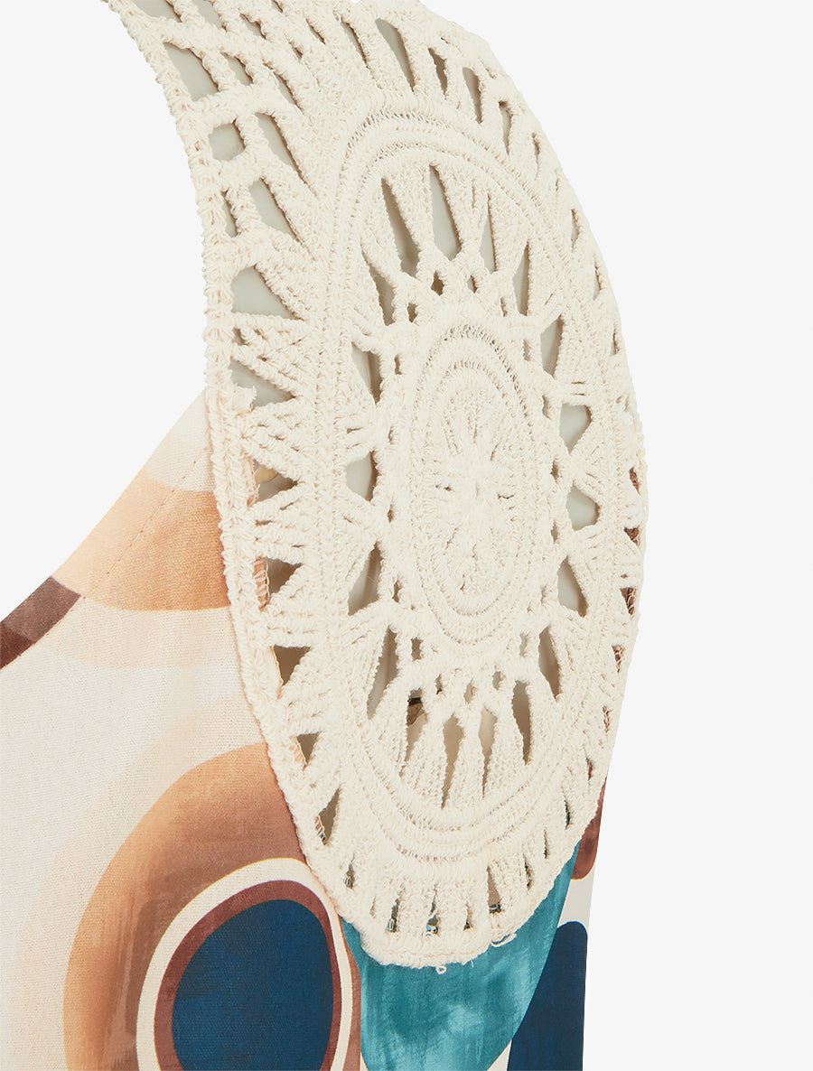 Top imprimé graphique à empiècement en crochet - Bleu canard - 3