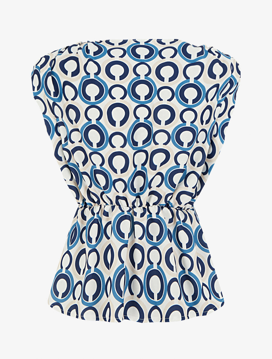 Top cintré sans manches imprimé graphique - Marine - 2