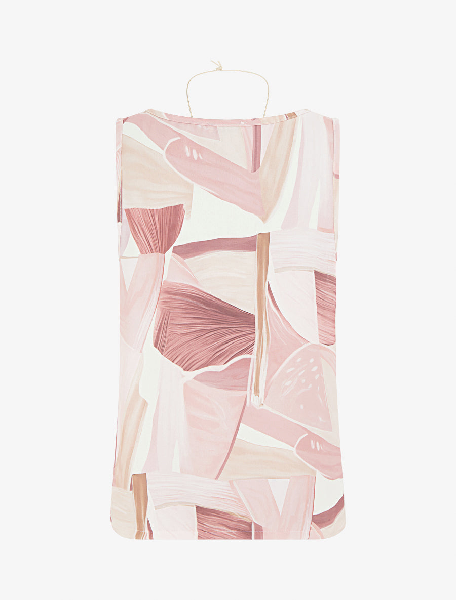 Top droit sans manches à imprimé abstrait - Rose - 2