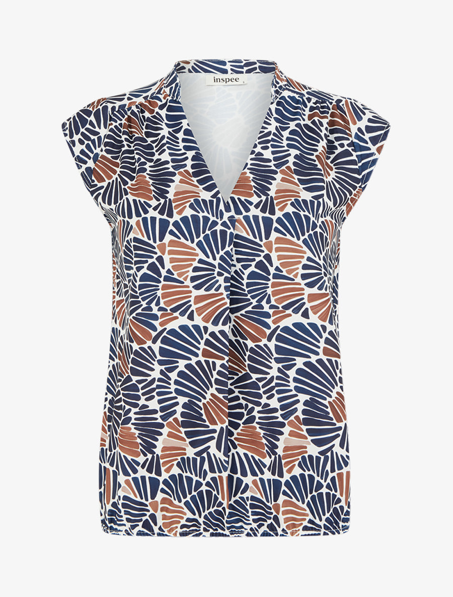 Top boule sans manches à imprimé mosaïque - Marine - 1