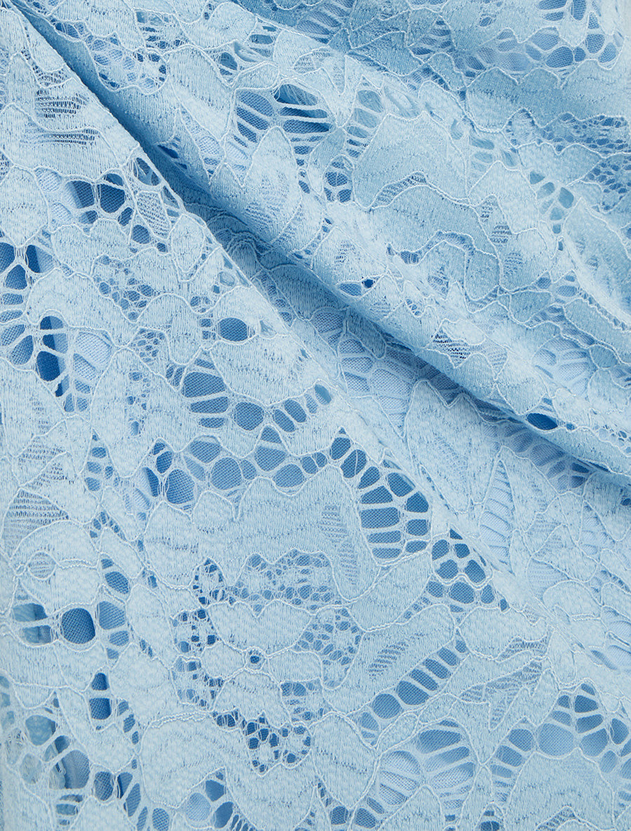 Top en dentelle à manches courtes - Bleu ciel - 3