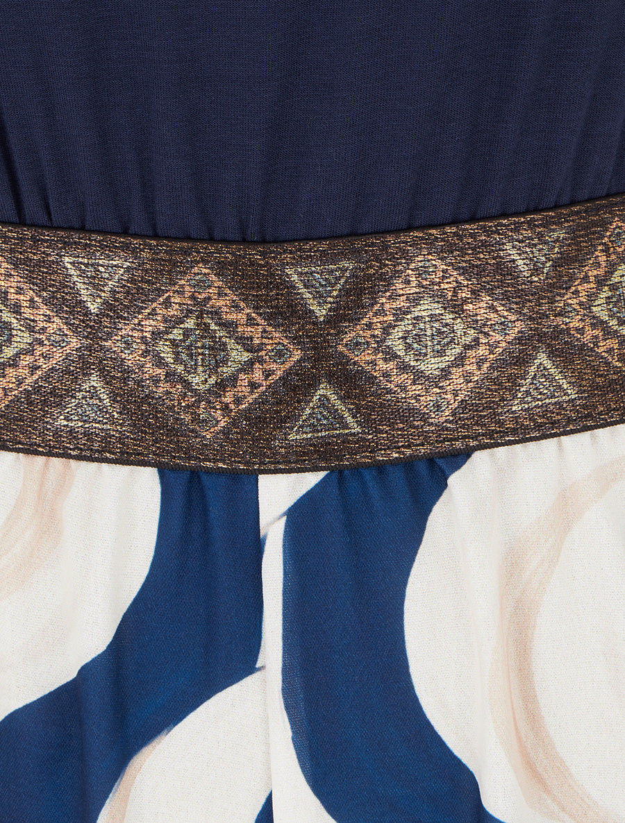 Combinaison imprimé abstrait à bretelles irisées - Marine - 3