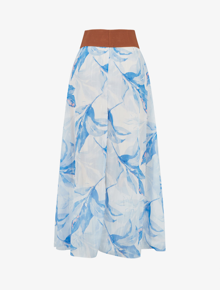 Jupe longue imprimé floral - Bleu ciel - 2