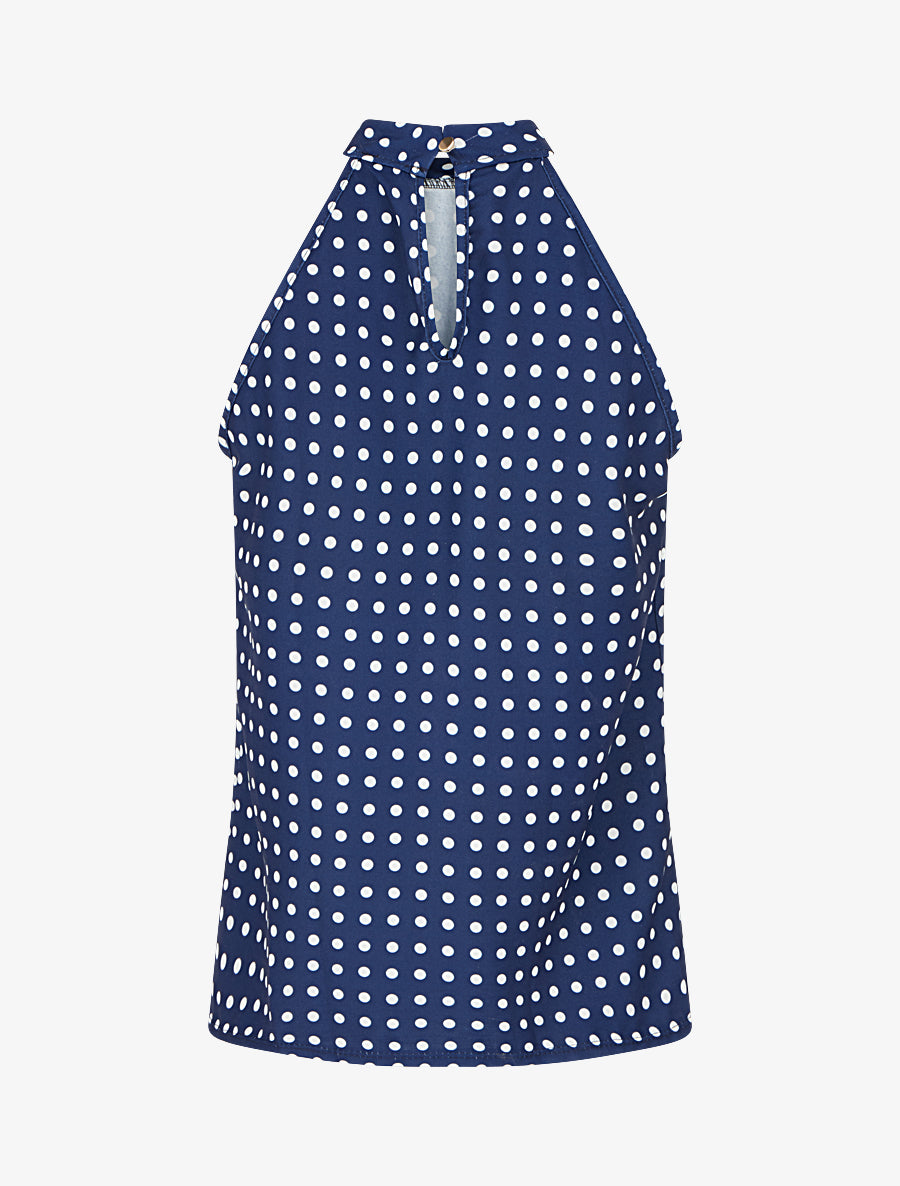 Top sans manches imprimé à pois - Marine - 2