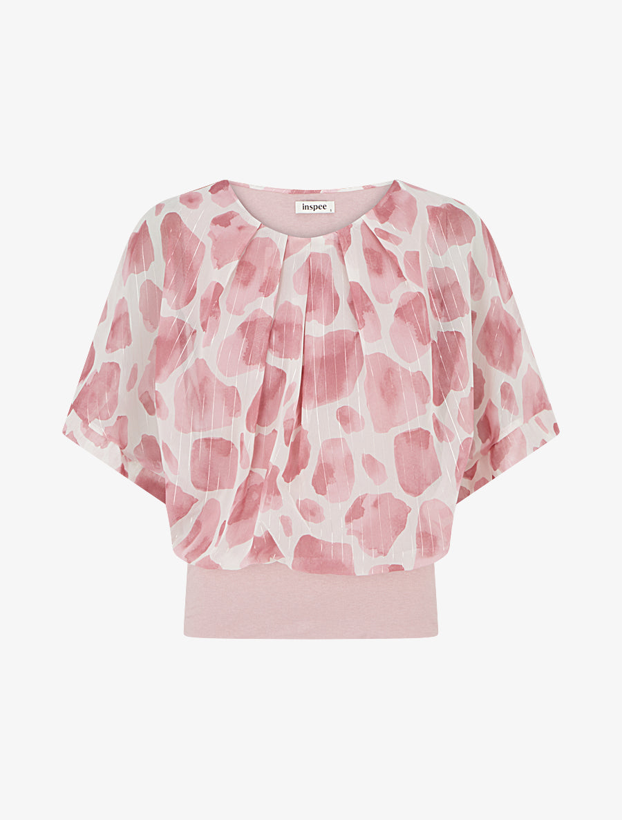 Top imprimé girafe à rayures irisées - Rose - 1