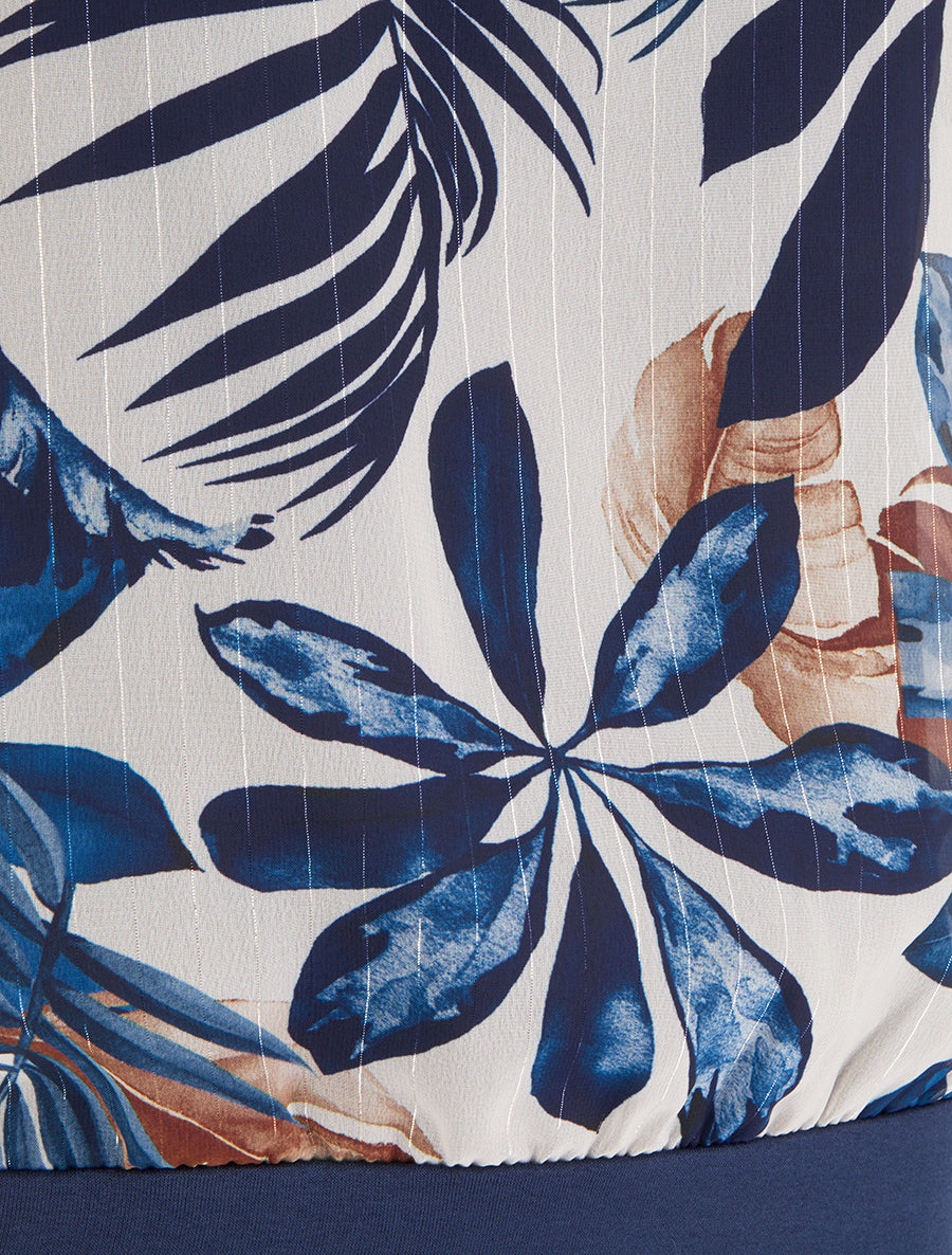 Top boule manches courtes imprimé tropical - Marine - 3