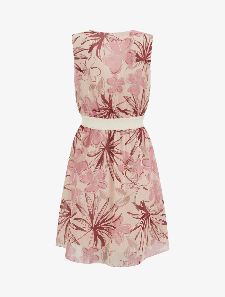 Robe patineuse sans manches imprimé fleuri - Rose - 2