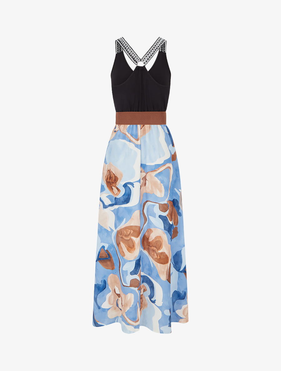 Robe longue imprimé fantaisie - Bleu ciel - 2