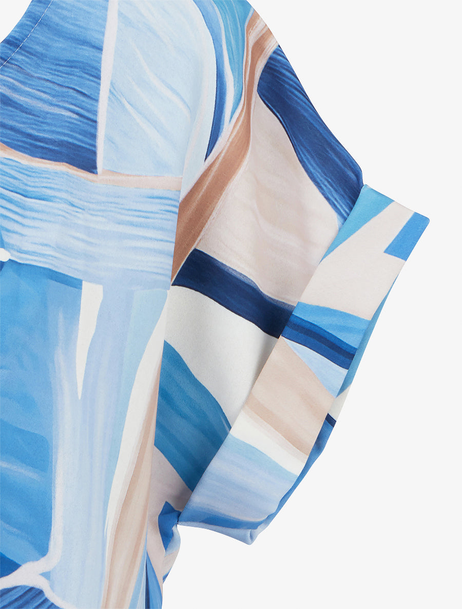Top à nouer imprimé abstrait - Bleu - 3